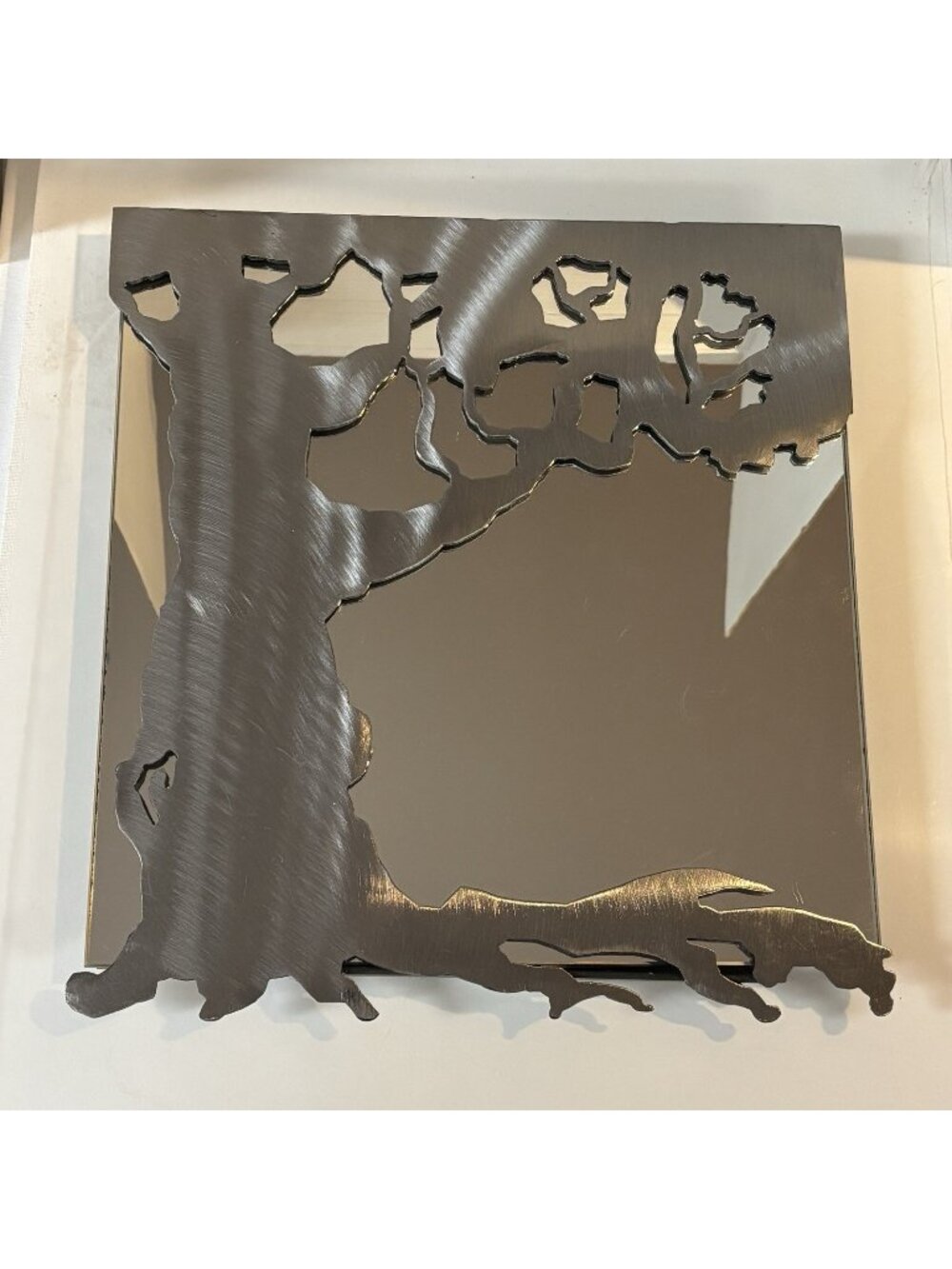 Metallic Evolution Hand-Cut Steel Tree Wall Mirror 12x13 Canadian Artists